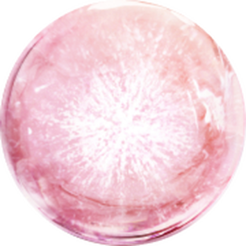 A shimmering pink orb with swirling patterns, radiating light and capturing a sense of mystical energy.