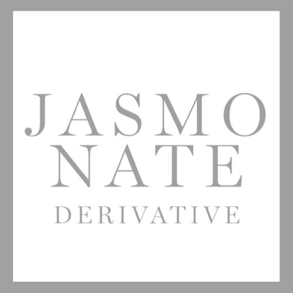 Logo design featuring the text "JASMONATE DERIVATIVE" in a modern, elegant font, set against a white background with a gray square border.
